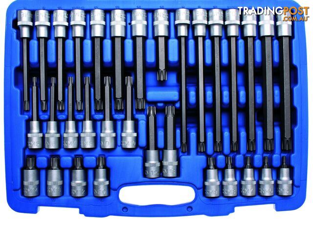 BGS Germany 32-piece Best Quality Ribe Bit Hardened 1/2" Drive Socket Set M5-M14