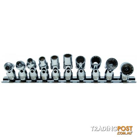 BGS Germany 10-pc 12-point Universal Joint Socket Set 1/4"drive 5mm-13mm On Rail