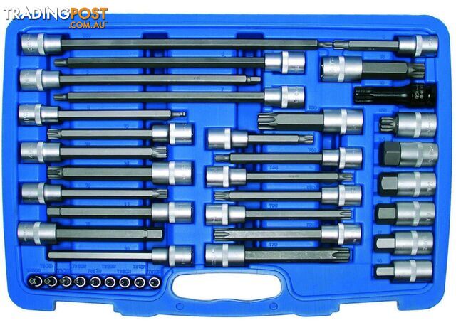 BGS Germany 38-pc Mechanics Spline Ribe Torx Socket Set 1/4" Drive 1/2" Drive