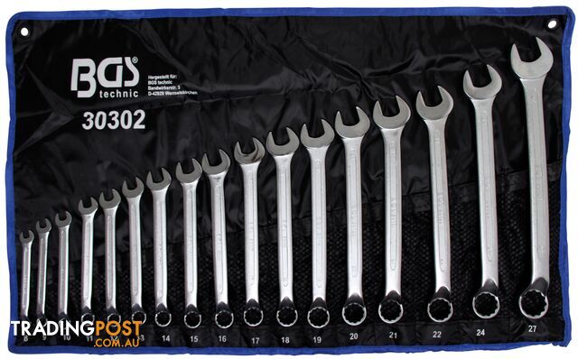 BGS Germany 17-pcs Combo Open and Ring Ended Cr-V Spanner Set Offset Ring 8-27mm
