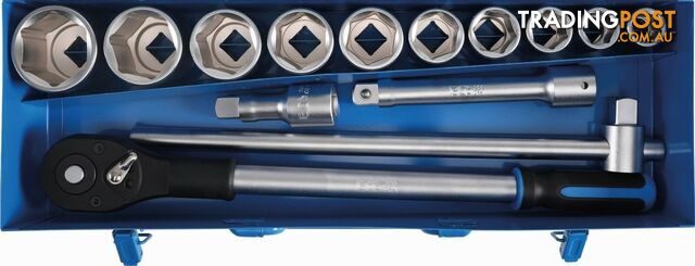 BGS Germany 14-piece Reversible Ratchet Wrench Hex Socket Set 3/4" Drive 22-50mm