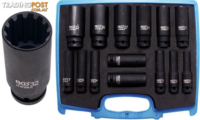 BGS Germany 14pc 1/2"Drive Metric SAE Impact Wrench Driver Rattle Gun Socket Set