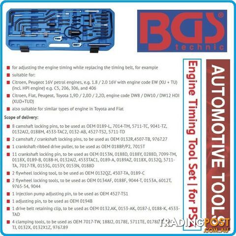 BGS Citroen Peugeot Engine DW8 -12 EW XUD TUD Timing Tool Kit Camshaft Cam Lock - photo 5 of 10