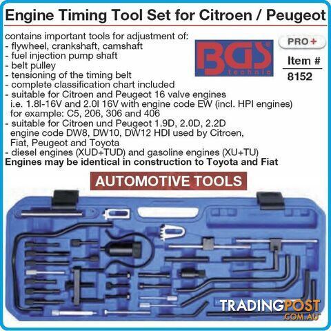 BGS Citroen Peugeot Engine DW8 -12 EW XUD TUD Timing Tool Kit Camshaft Cam Lock - photo 4 of 10