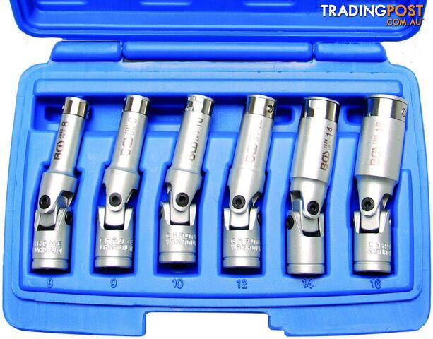 BGS Germany 6-pc Professional Flexi Joint Socket Set Glow Plugs 3/8"drive 8-16 mm