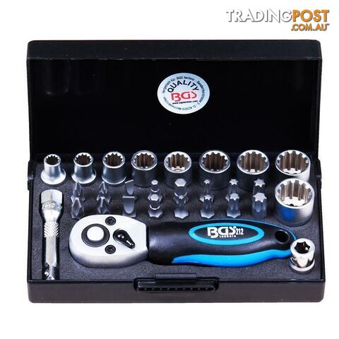 BGS Germany 28-Pc 1/4"Drive Reversible Ratchet Metric AF SAE Torx Socket Bit Set - photo 5 of 11