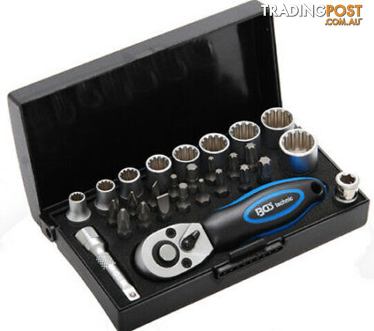 BGS Germany 28-Pc 1/4"Drive Reversible Ratchet Metric AF SAE Torx Socket Bit Set - photo 2 of 11