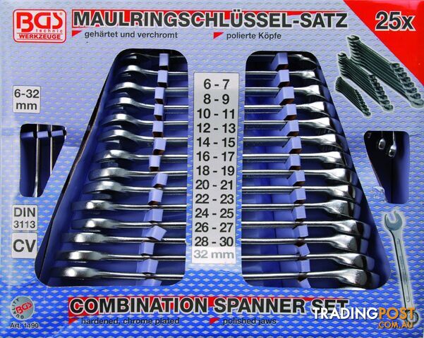 BGS Germany 25-pieces Quality Combo Open & Ring Ended Spanner Set Metric 6-32mm