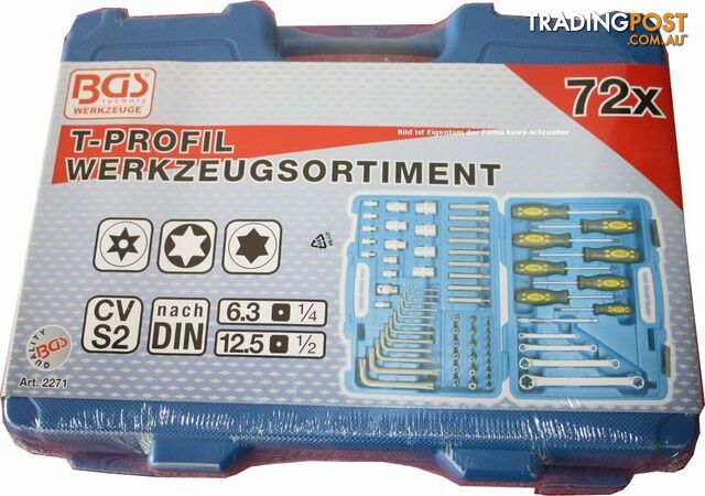 BGS Germany 72-pc Screwdriver Spanner Torx E-Type Socket Set 1/4"drive 1/2"drive