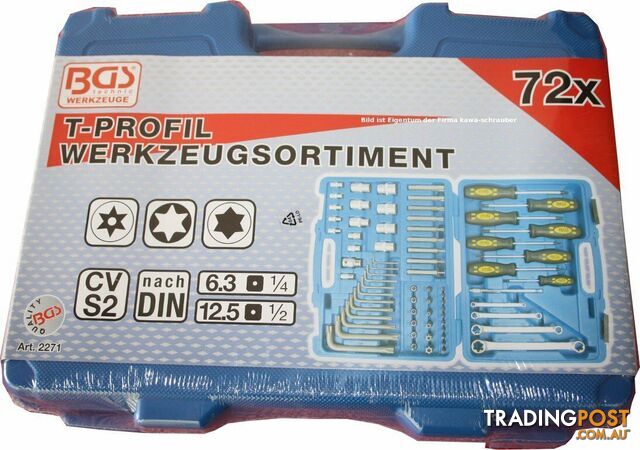 BGS Germany 72-pcs Multi Tool Kit 1/4" 1/2"drive Screw Drivers Sockets Spanners