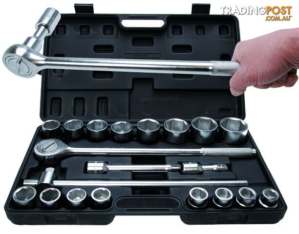 BGS Germany 20-pcs Reversible Ratchet Wrench Socket Set 3/4"drive Metric 19-50mm