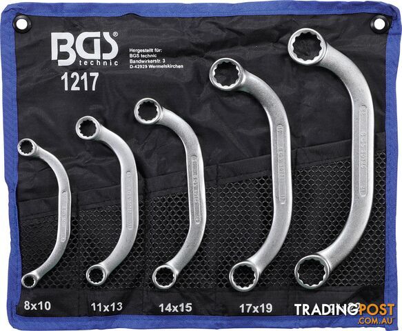 BGS Germany 5-pieces Obstruction Ring C-Spanner Set Metric 8-22mm Tetron Wallet