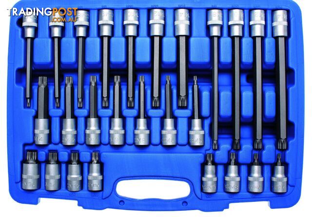 BGS Germany 26-pc Metric Impact Spline Bit Socket Set M5-M16 1/2" Drive Tool Set