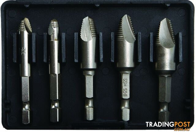 BGS Germany 5-pc Cordless Drill Screw Extractor Set Phillips Torx Hexagon Hex A+