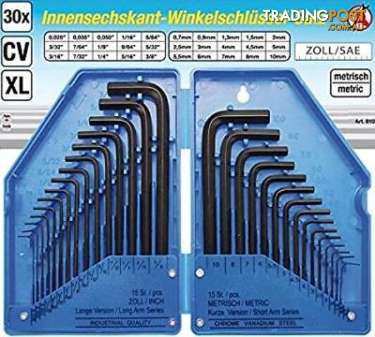 BGS Germany 30-pc Allen Wrench Hexagon Hex Key Set SAE Imperial Metric 0.7-10mm - photo 3 of 11