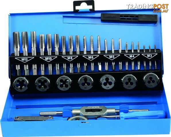 BGS Germany 32-pieces Trade Metric M3-M12 Tap and Die Set HSS G Steel Metal Case