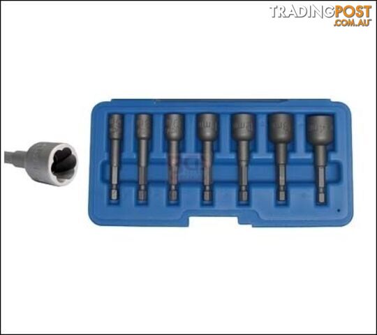 BGS Germany 7-pc Special Twist Sockets Set Damaged Screws Nuts 6mm-14mm 1/4" hex