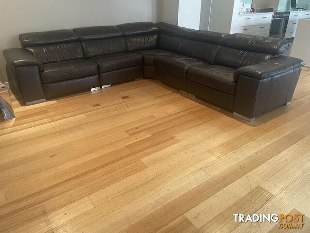 Brown corner leather couch