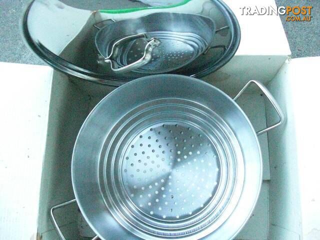 *RECORD ACCIAIO LARGE STAINLESS STEEL STEAMER & LID MADE IN ITALY - photo 4 of 6