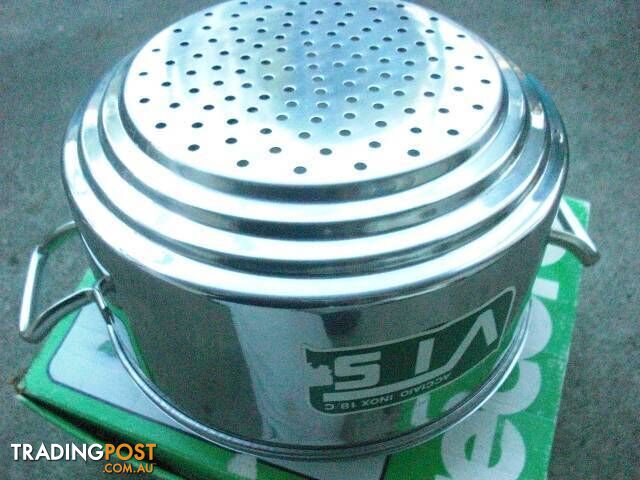 *RECORD ACCIAIO LARGE STAINLESS STEEL STEAMER & LID MADE IN ITALY - photo 2 of 6