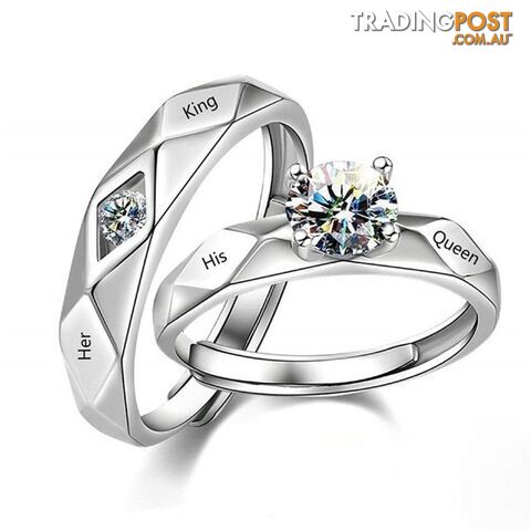 18k White Gold Plated 1.00ct Simulated Diamond Double Adjustable Ring