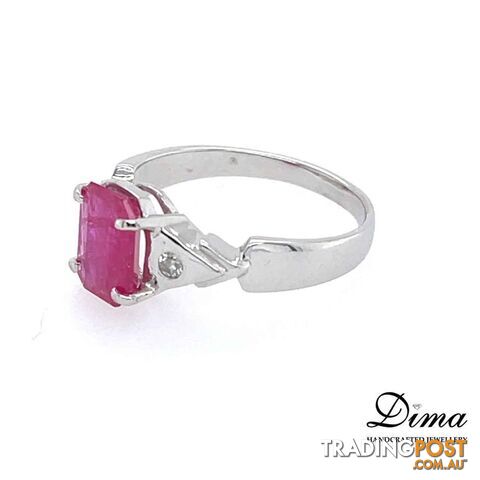 9ct White Gold, 1.83ct Ruby and Diamond Ring