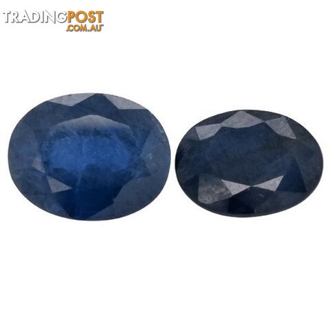 Lot of 2 Oval Synthetic Blue Sapphires