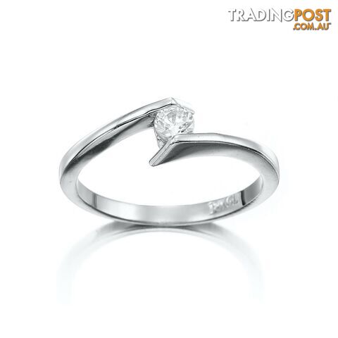 Stunning Rhodium Plated Simulated Diamond Ring - US Size 6