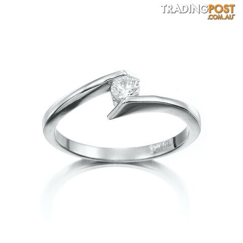 Stunning Rhodium Plated Simulated Diamond Ring - US Size 6