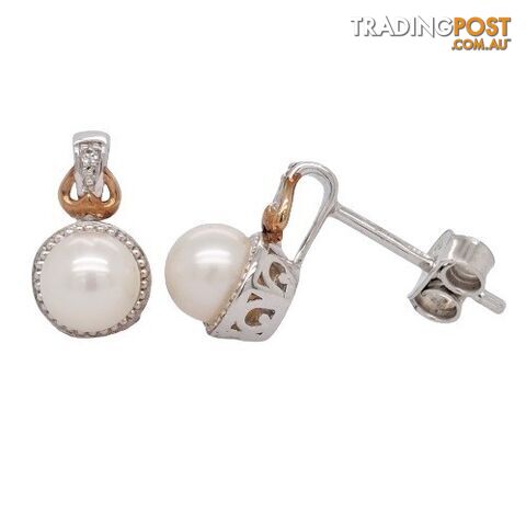 Two Tone - Silver & Pearl Earrings