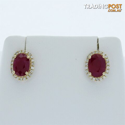 9ct Yellow Gold, 3.39ct Ruby and Diamond Earring