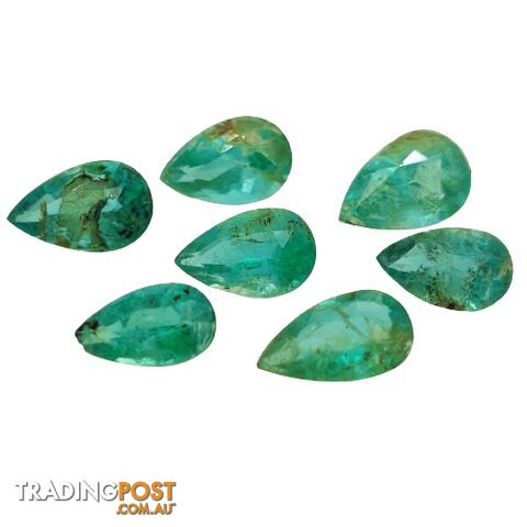 Lot of 7 Pear & 1 Oval cut Natural Emeralds-Medium Colour