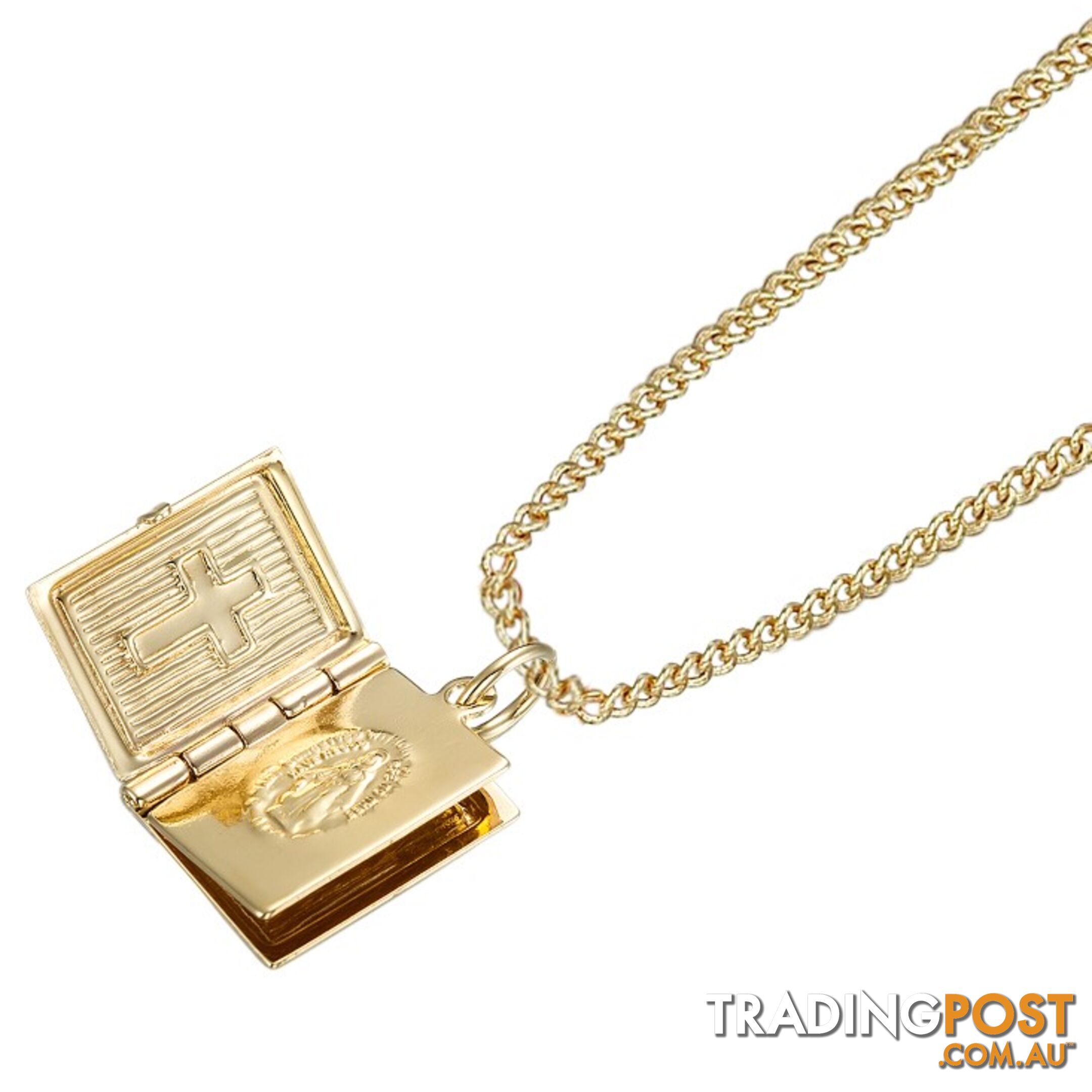 18ct Yellow Gold LAYERED Open Bible Locket Pendant (opens up with 3 pages)