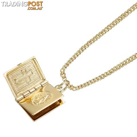 18ct Yellow Gold LAYERED Open Bible Locket Pendant (opens up with 3 pages)