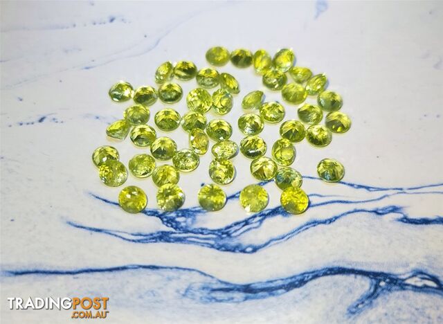 6.60tcw Pakistani Peridot - Round Brilliant Cut - 50 Stones