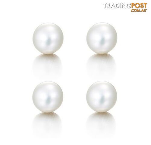 BULK 2 x 6mm White Freshwater Pearl Earrings with solid 925 Sterling Silver