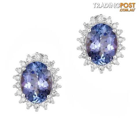 9ct White Gold, 2.53ct Tanzanite and Diamond Earring