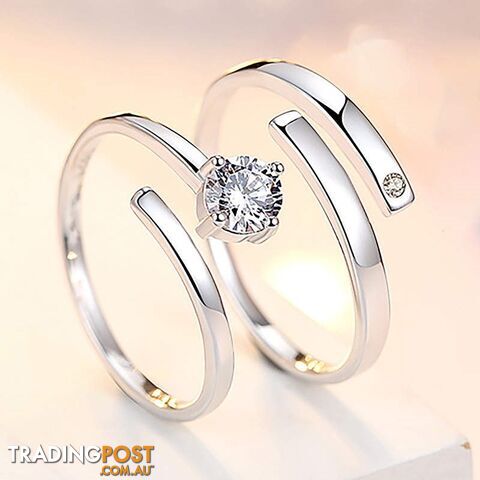 18k White Gold Plated 1.00ct Simulated Diamond Double Adjustable Ring