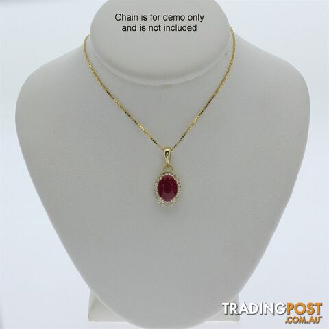 9ct Yellow Gold, 1.85ct Ruby and Diamond Pendant