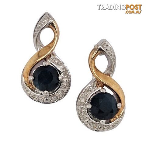 9ct Y/W/G Sapphire & Diamond earrings