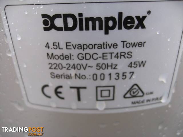 DIMPLEX EVAPORATIVE COOLER TOWER WITH NEGATIVE ION GENERATOR