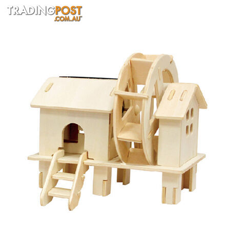 Water wheel house colored solar powered toy