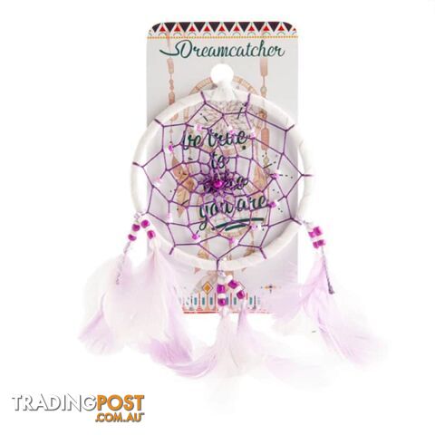 Handmade Beaded Dreamcatcher Purple/white