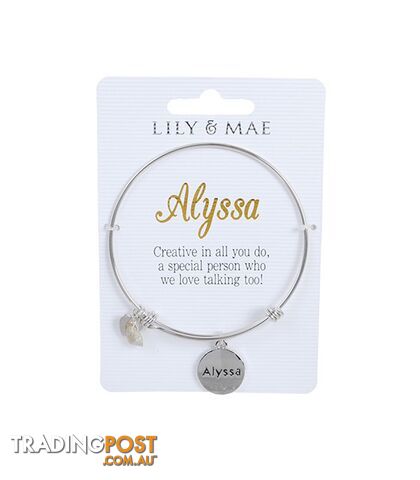 Personalised Bangle with Silver Charm â Alyssa
