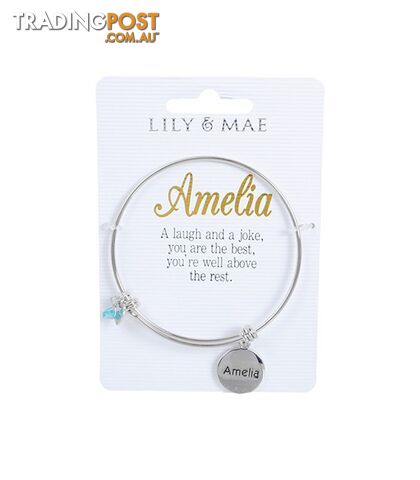 Personalised Bangle with Silver Charm â Amelia