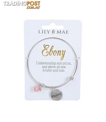 Personalised Bangle with Silver Charm â Ebony