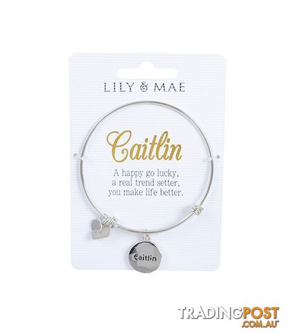 Personalised Bangle with Silver Charm â Caitlin
