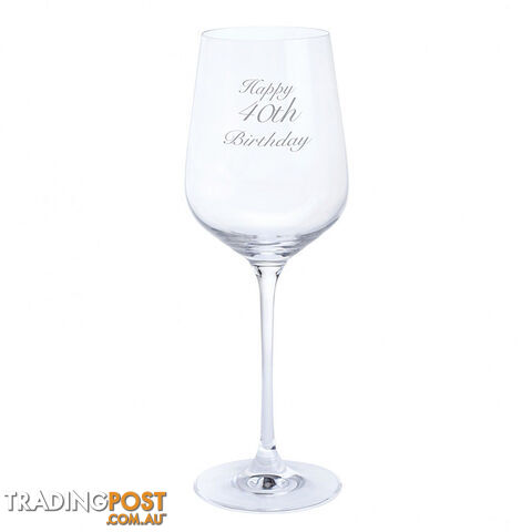 Dartington Crystal Happy 40th Birthday Wine Glass
