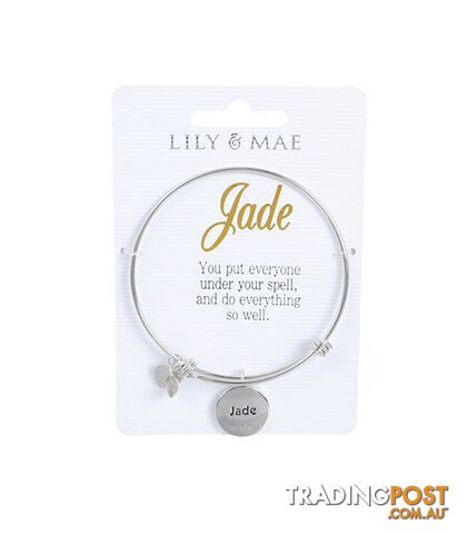 Personalised Bangle with Silver Charm â Jade