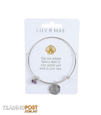 Personalised Bangle with Silver Charm â Shell Motif